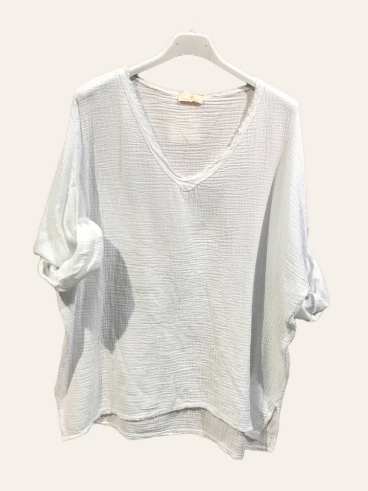 MOONSUN - Wholesale Blouse - Women's - #80686 oversized cotton-gauze top