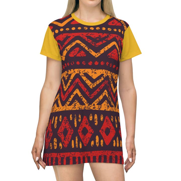 Pattern Abstract Ankara print summer T-shirt dress for wholesale by GiftJunkie