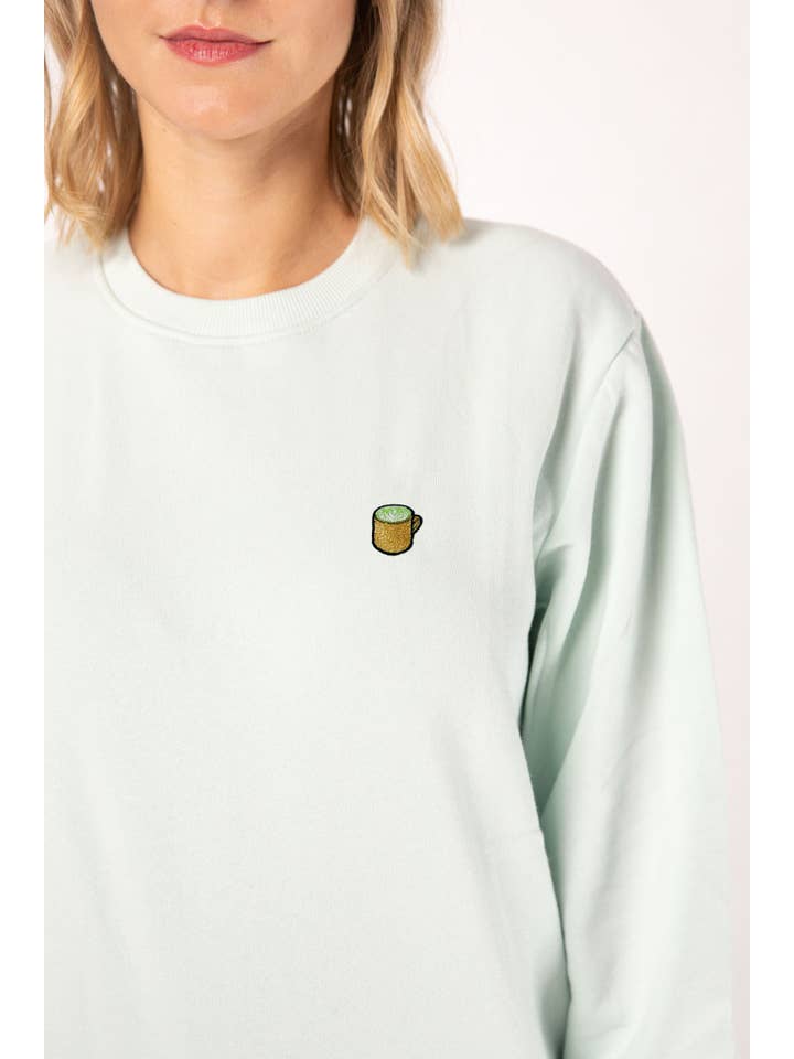 Fashion Drinks - Wholesale Sweatshirt - Women's - Matcha Latte | Embroidered organic cotton women's sweater1