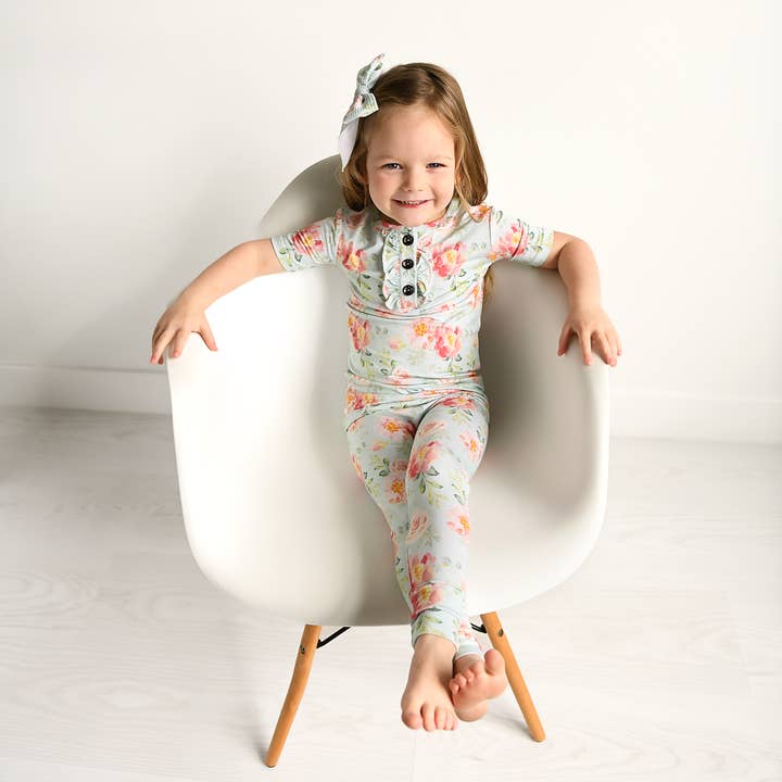 Gigi and Max - Wholesale Sleepwear Set - Kids - Mae Floral Ruffle Two Piece Bamboo Toddler Sleepies Little
