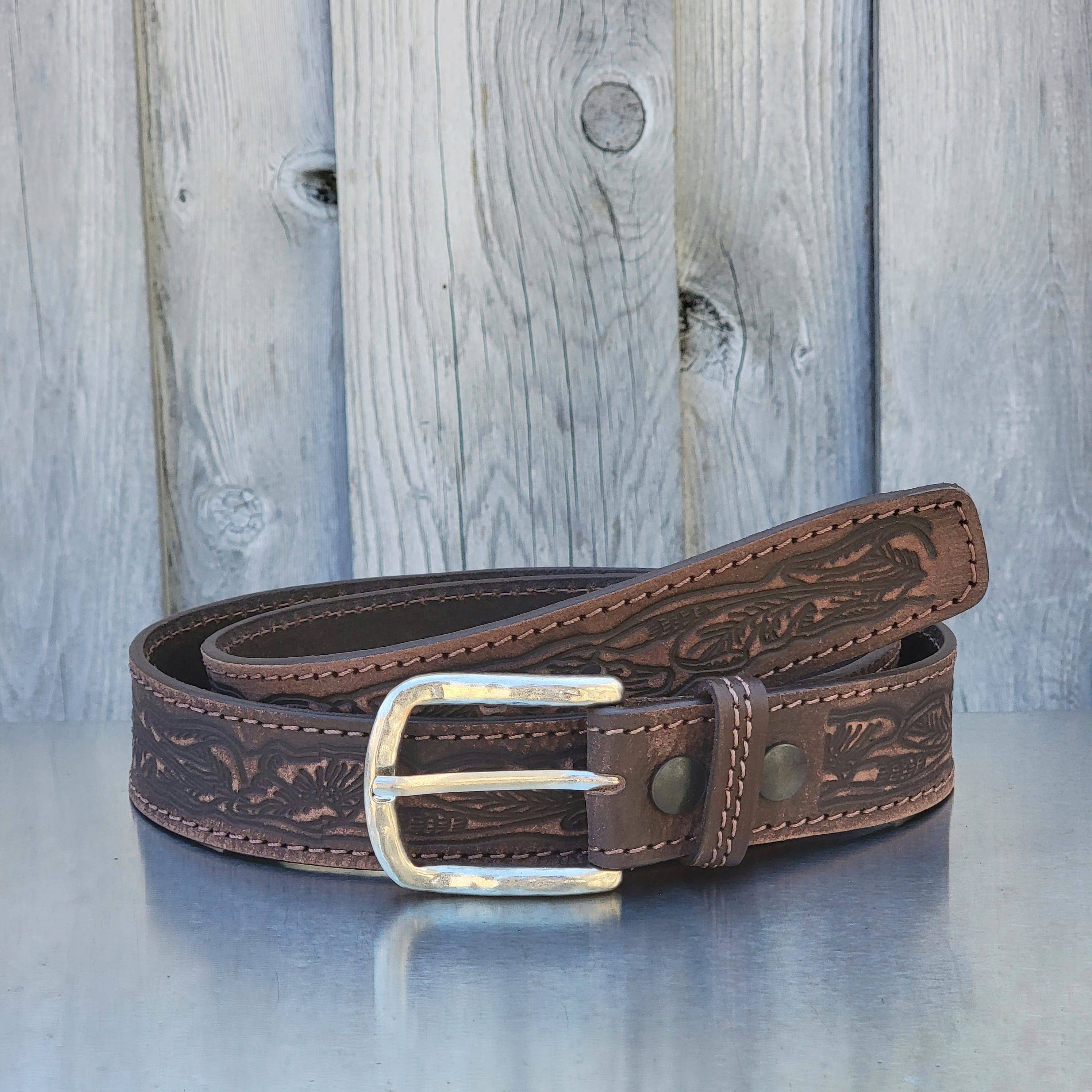 NAB LEATHER - Wholesale Belt - Unisex - Brown Artistic 100% Full Grain Leather Belt5