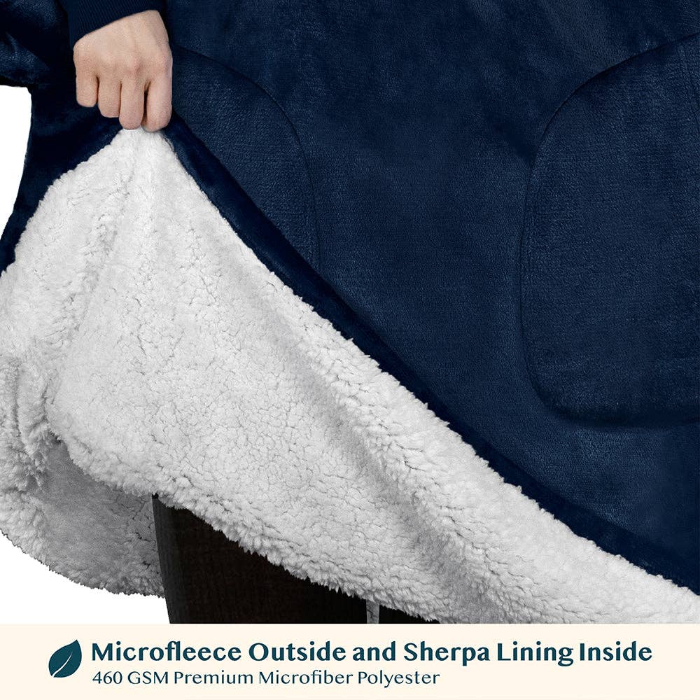 Pavilia - Wholesale Hoodie - Women's - Chest Pocket Sherpa Hoodie Blanket - Patch Pocket (Regular / Long)43