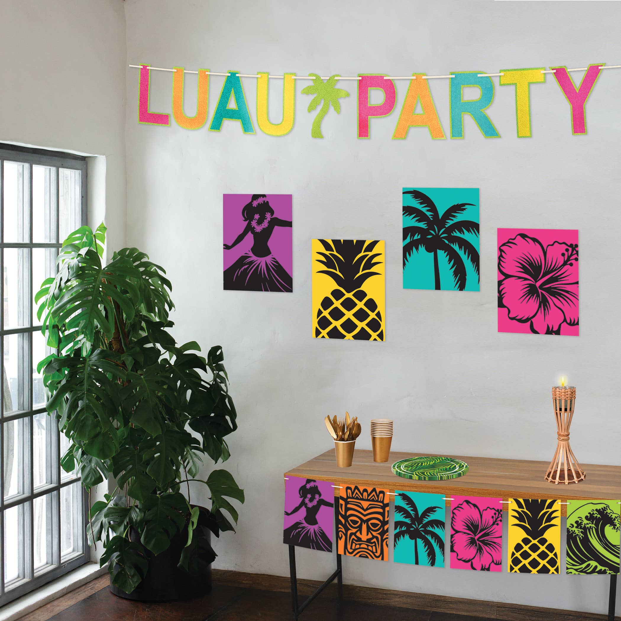 Beistle - Venta al por mayor Vinilo para fiestas - Siluetas de Luau, 11¾" x 9", 4 por paquete2