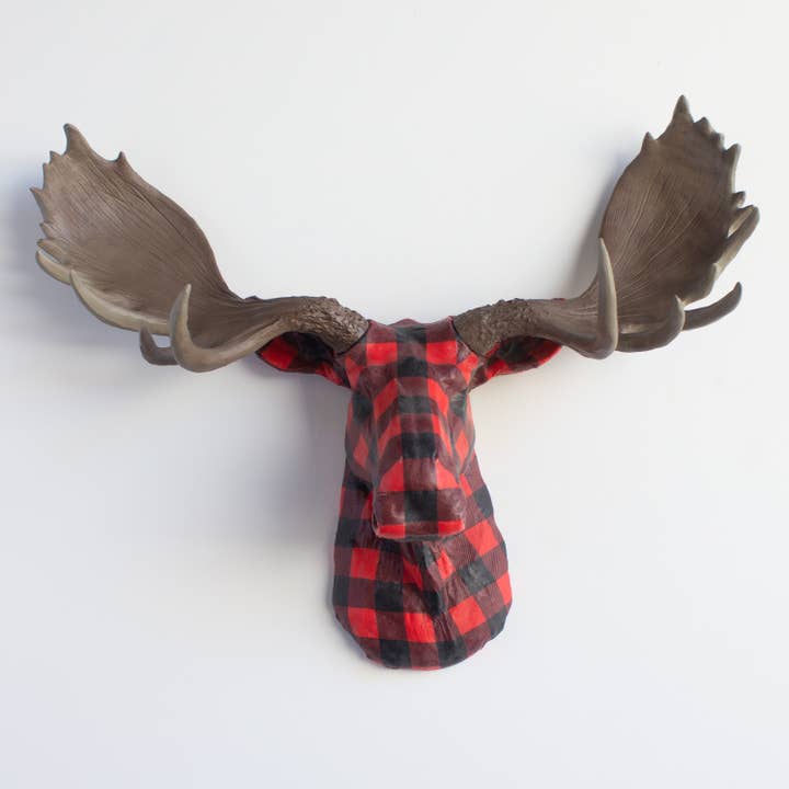 Tissu Moose Head - Plaid Buffalo rouge pour la vente par Near and Deer