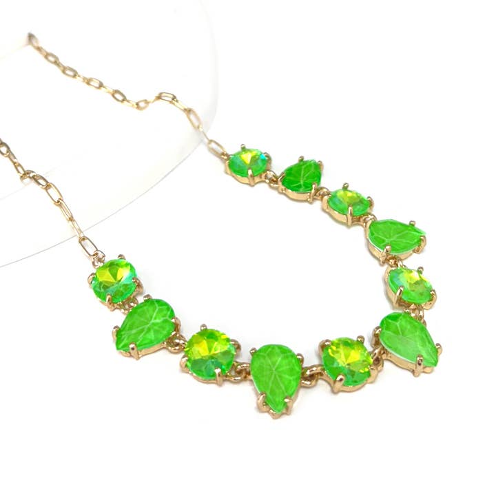 Round & Teardrop Mix Glass Beads Station Necklace for wholesale by StarryNYC