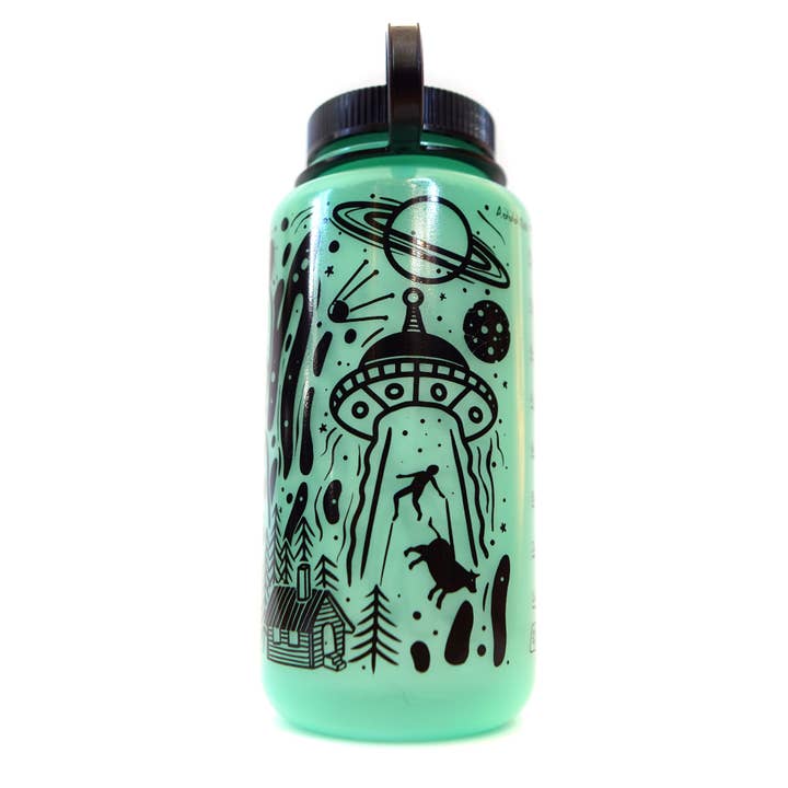Stuntin Goods - Wholesale Water Bottle - Glow in the Dark Alien 32 oz Nalgene Water Bottle