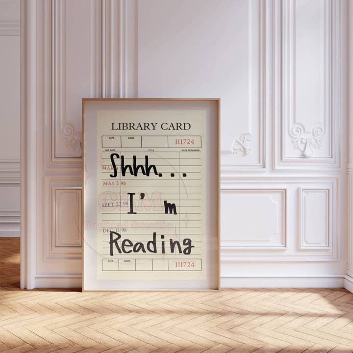 CLM Creative Studio - Wholesale Art Print - Shhh Im Reading Typography Retro Library Card Print4