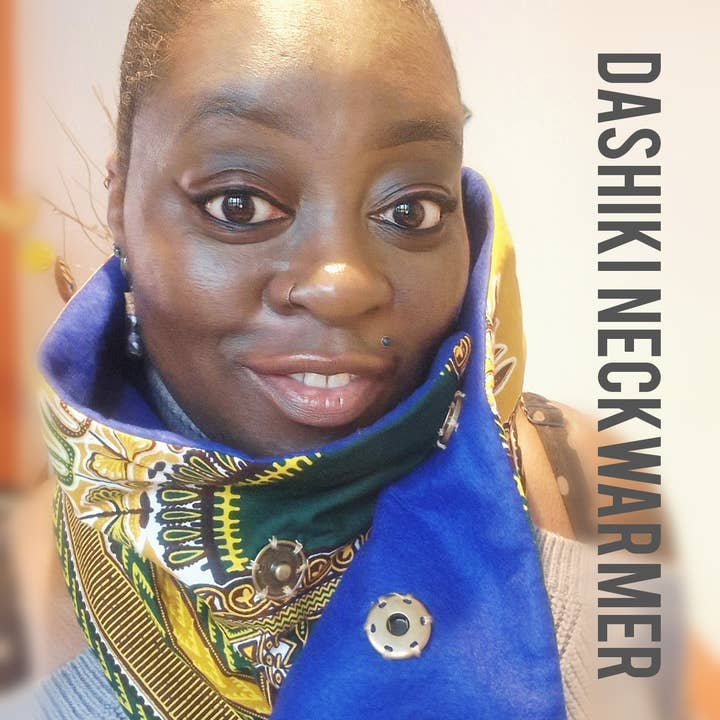 Felt lined dashiki print neck warmer for wholesale by Akrasiboutique