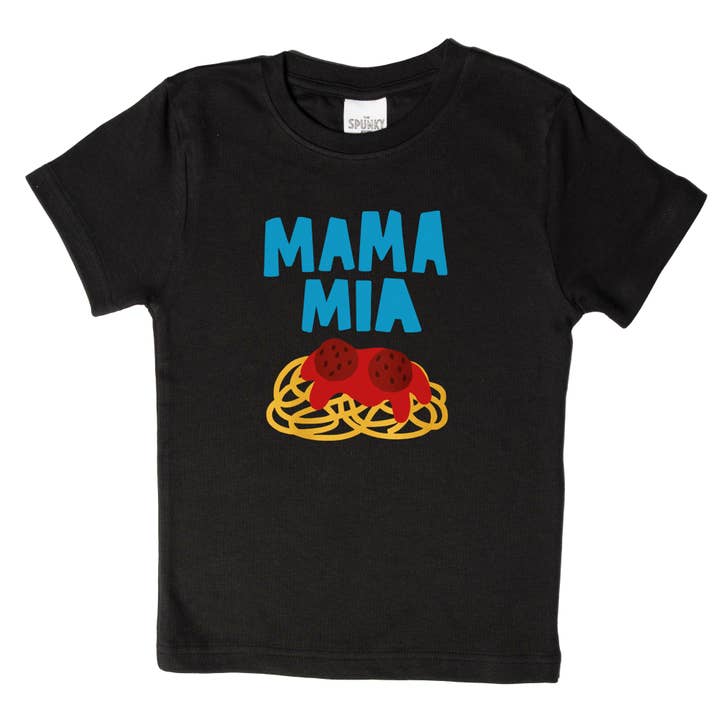 Spunky Stork - Wholesale Screen Printed T-Shirt - Kids - Mama Mia Italian Food Spaghetti Funny Baby Kids Organic Tee3