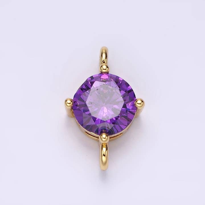 Aim Eternal - Wholesale Individual Charm/Pendant - 14K Gold Filled 10mm Round CZ Birth Month Personalized Connector | G-157 - G-1691