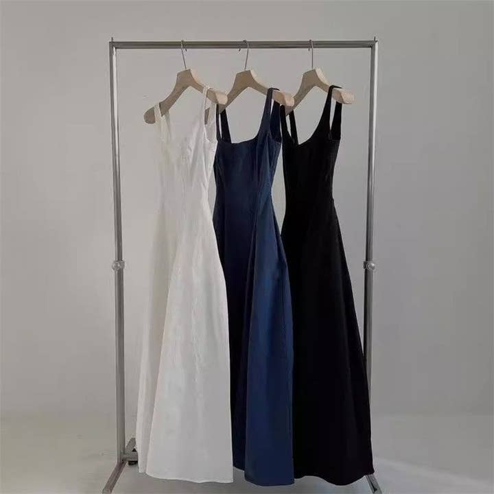 Sheer Trend - Wholesale Dress - Women's - Solid Color Sleeveless Midi Slip Dress1