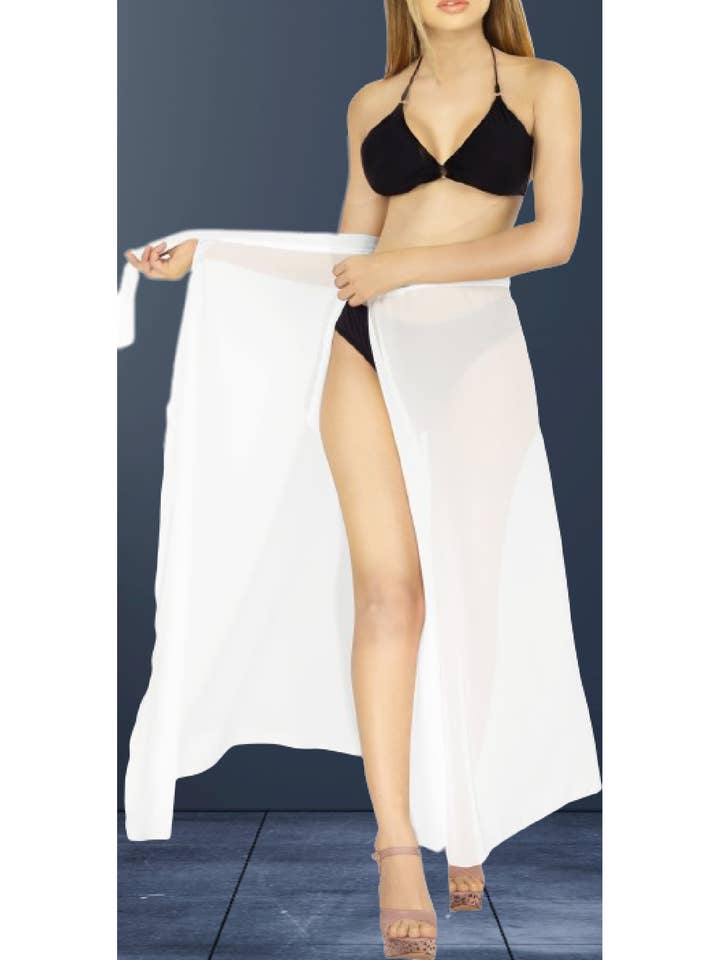 Ceinture de vacances La Leela Cravate Beach Wraps pour femme, paréo blanc pour la vente par LA LEELA \ HAPPY BAY