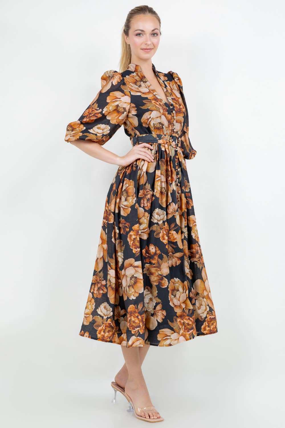 Noir DM4525 - Robe Imprimée à Fleurs en vente sur Faire