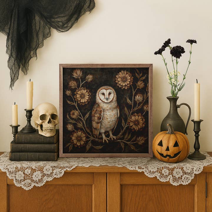 Kendrick Home - Wholesale Wood Wall Art - Floral Autumn Owl1