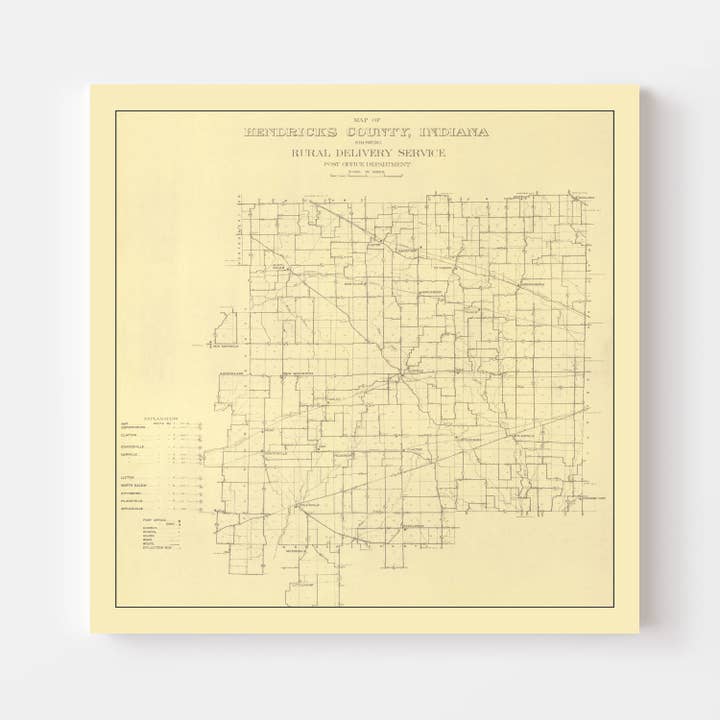 Ted's Vintage Art - Wholesale Map - Vintage Map of Hendricks County, Indiana 19112