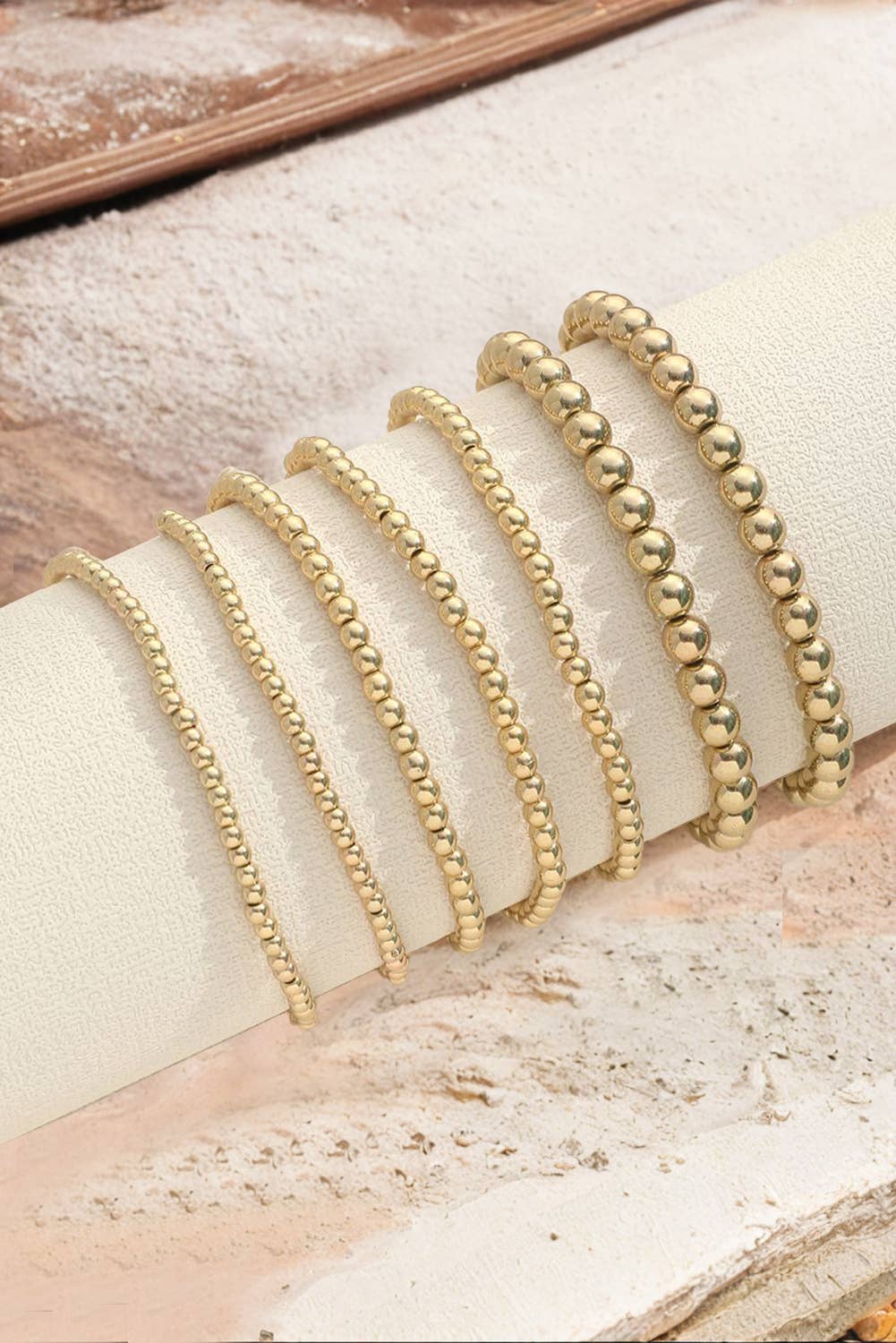 Gold 7pcs/Set Minimalist Beaded Luxury Bracelet Set for wholesale on Faire1