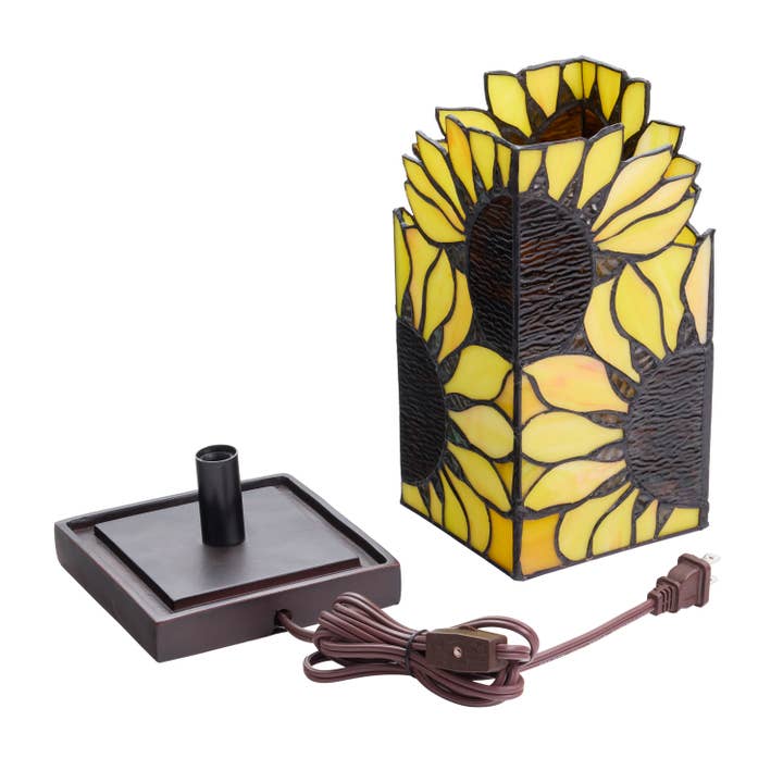 River of Goods - Wholesale Accent/Desk Lamp - 9.75"H Sunflower Rectangle Shade Hurricane Accent Lamp8
