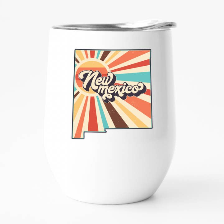 Bicchiere da vino retrò del New Mexico, bicchiere State Pride per la vendita all'ingrosso da parte di Fbombs & Booze