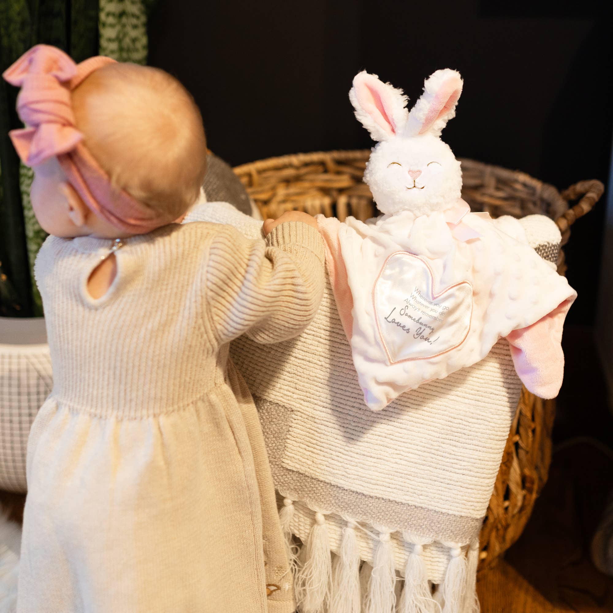 Pavilion - Wholesale Stuffed/Plush Toy - Kids & Baby - Somebunny Pink Lovey - Lovey Blanket Bunny with Teether1