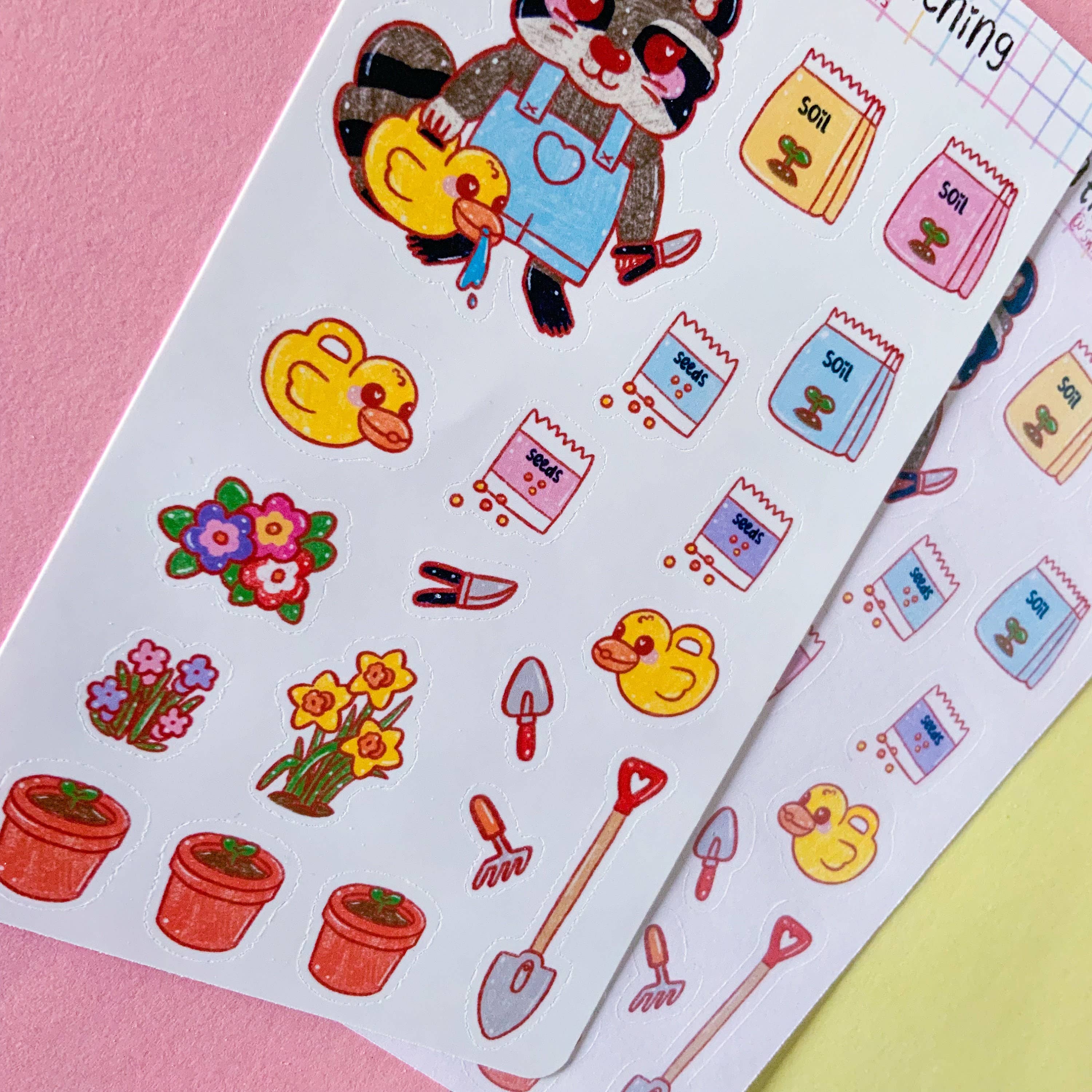 Skizzenfuchs – wholesale Sticker – Raccoon Spring Gardening Planner Stickers | Bandit Spring0