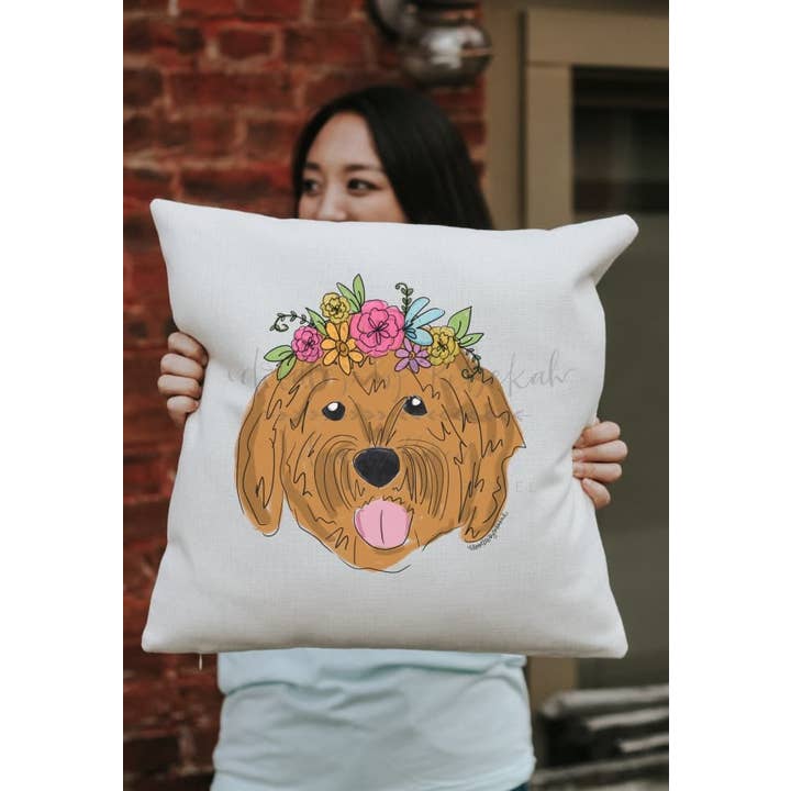 Doodles By Rebekah - Wholesale Throw/Decorative Pillow - Golden Doodle Square Pillow2