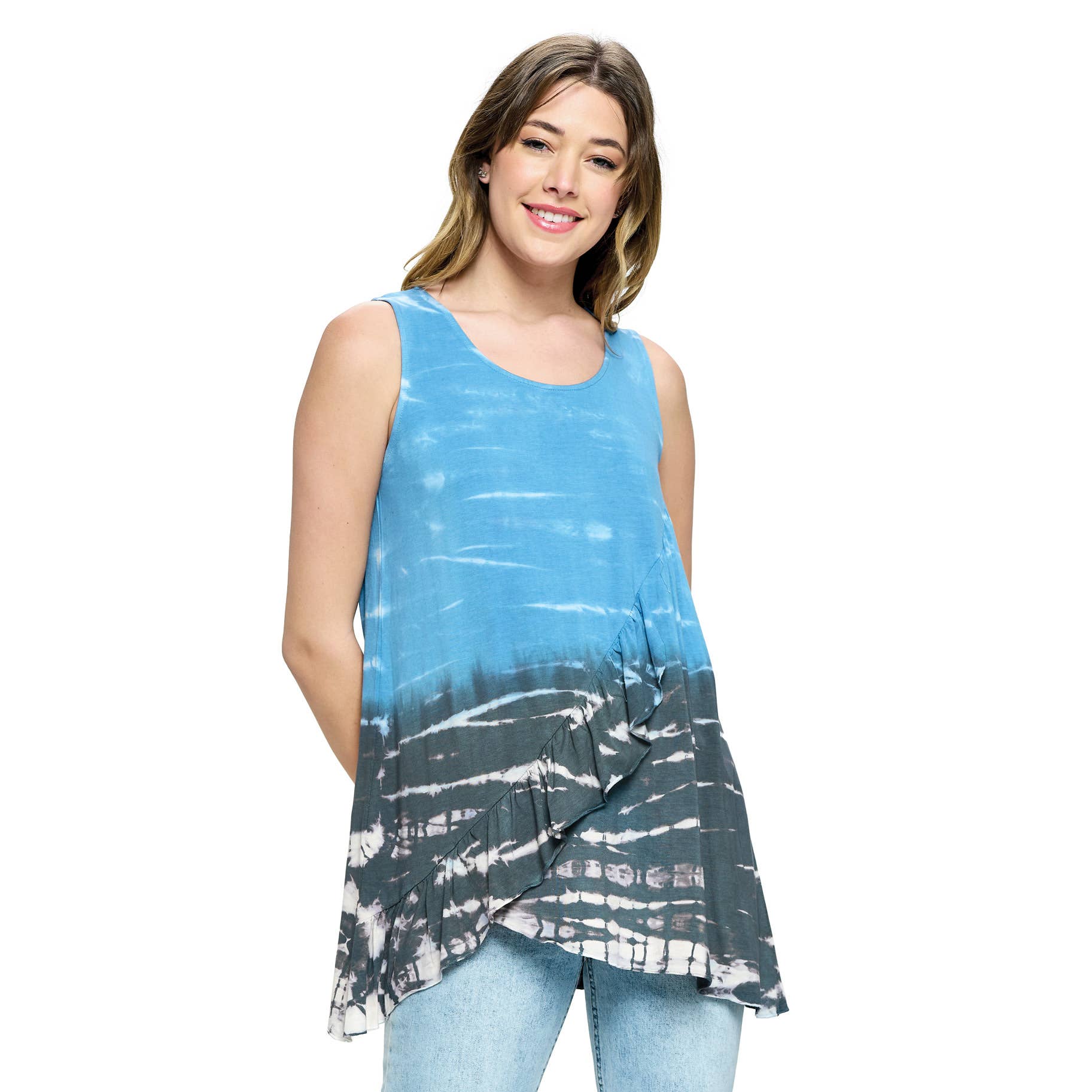 Yak & Yeti - Wholesale Tunic – Women’s - Top Boho Chic Ruffled Tie Dye