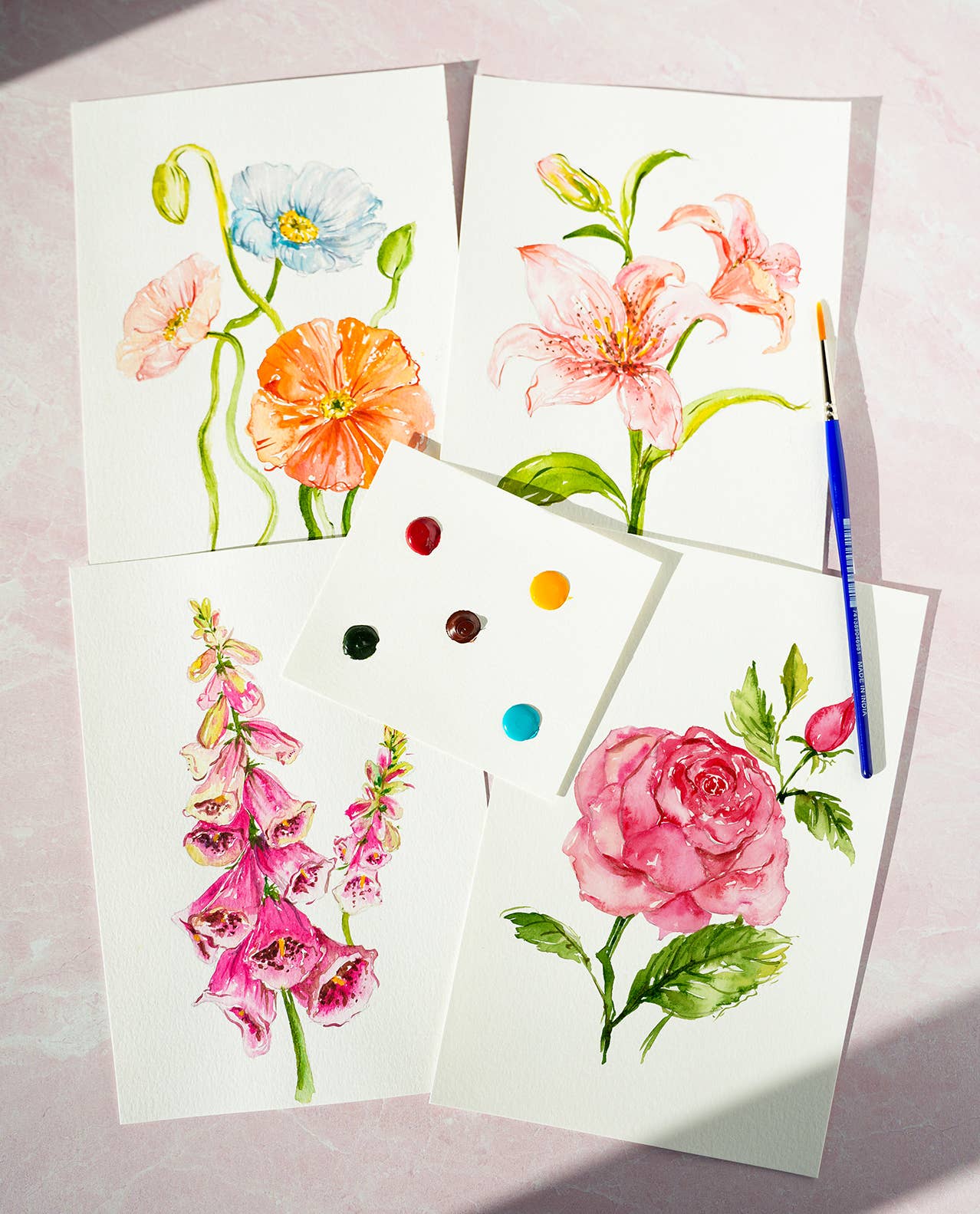 Jean Choe Art & Design - Wholesale DIY Craft Kit - Florals Watercolor Painting Kit with Outlined Pages8