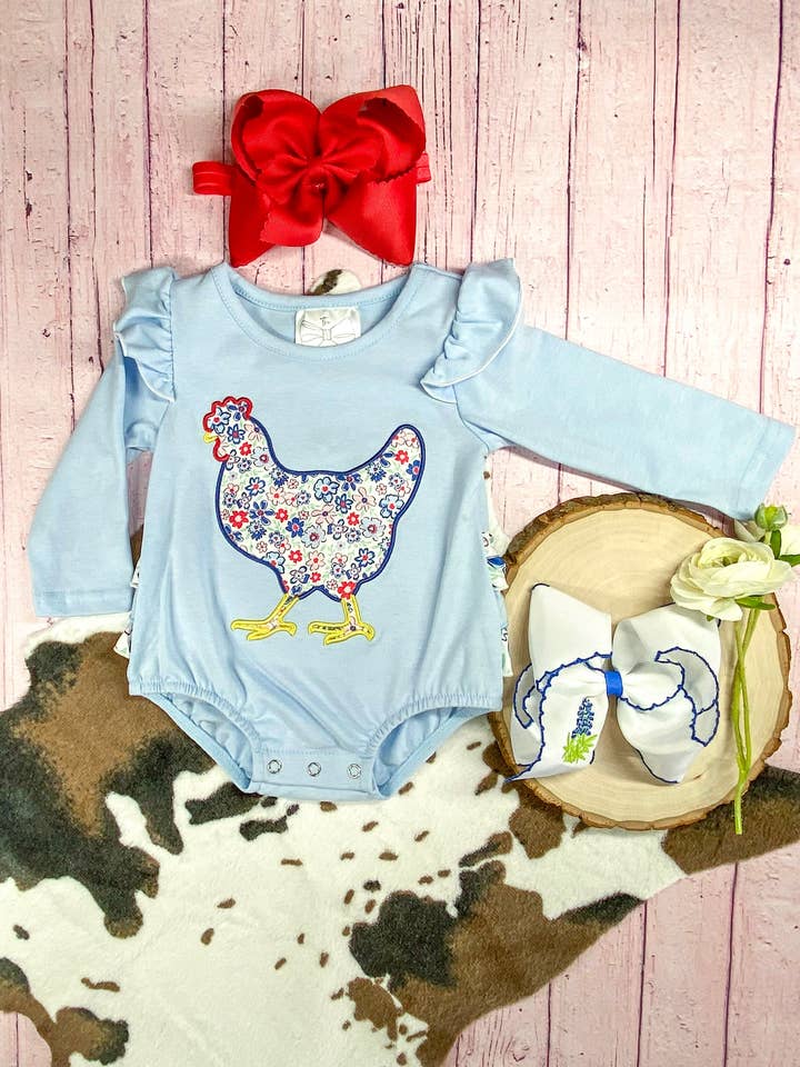 Chicken Applique Infant Romper: Fall 2025 Baby Clothes for wholesale by The Hair Bow Company