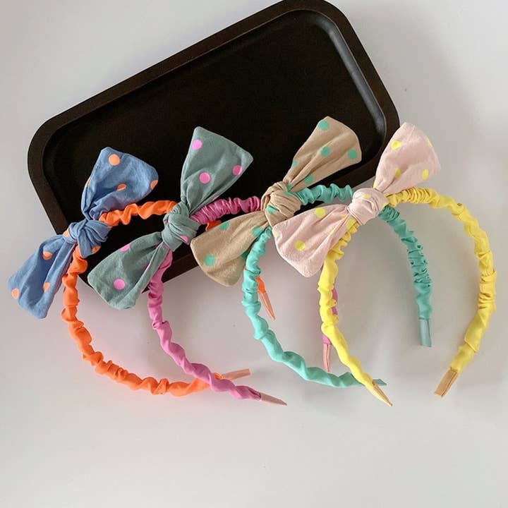 CHILDREN'S POLKA DOT BOW HEADBAND_CWAHA1856 for wholesale by ACCITY