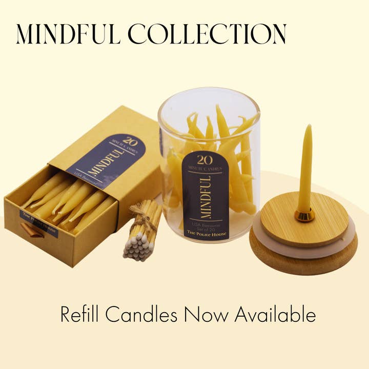 The Polite House - Wholesale Tapered Candle/Candlestick - 20 Minute Beeswax Candle Set: Mindful (Set of 20)