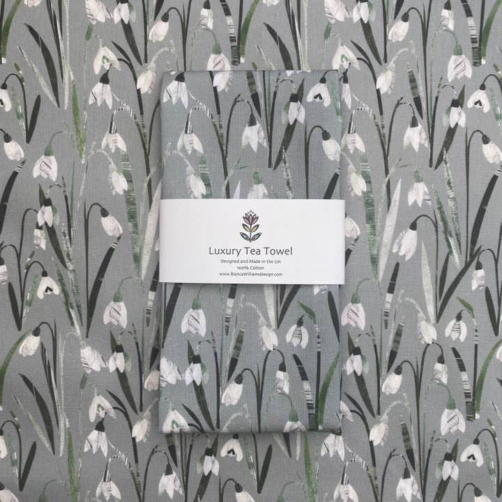 Theedoek Snowdrops voor wholesale door Bianca Williams Design