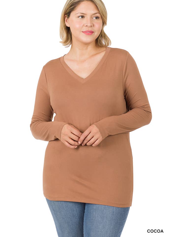 42POPS - Wholesale T-Shirt - Women's - ",.Plus Microfiber Long Sleeve V Neck Tee10