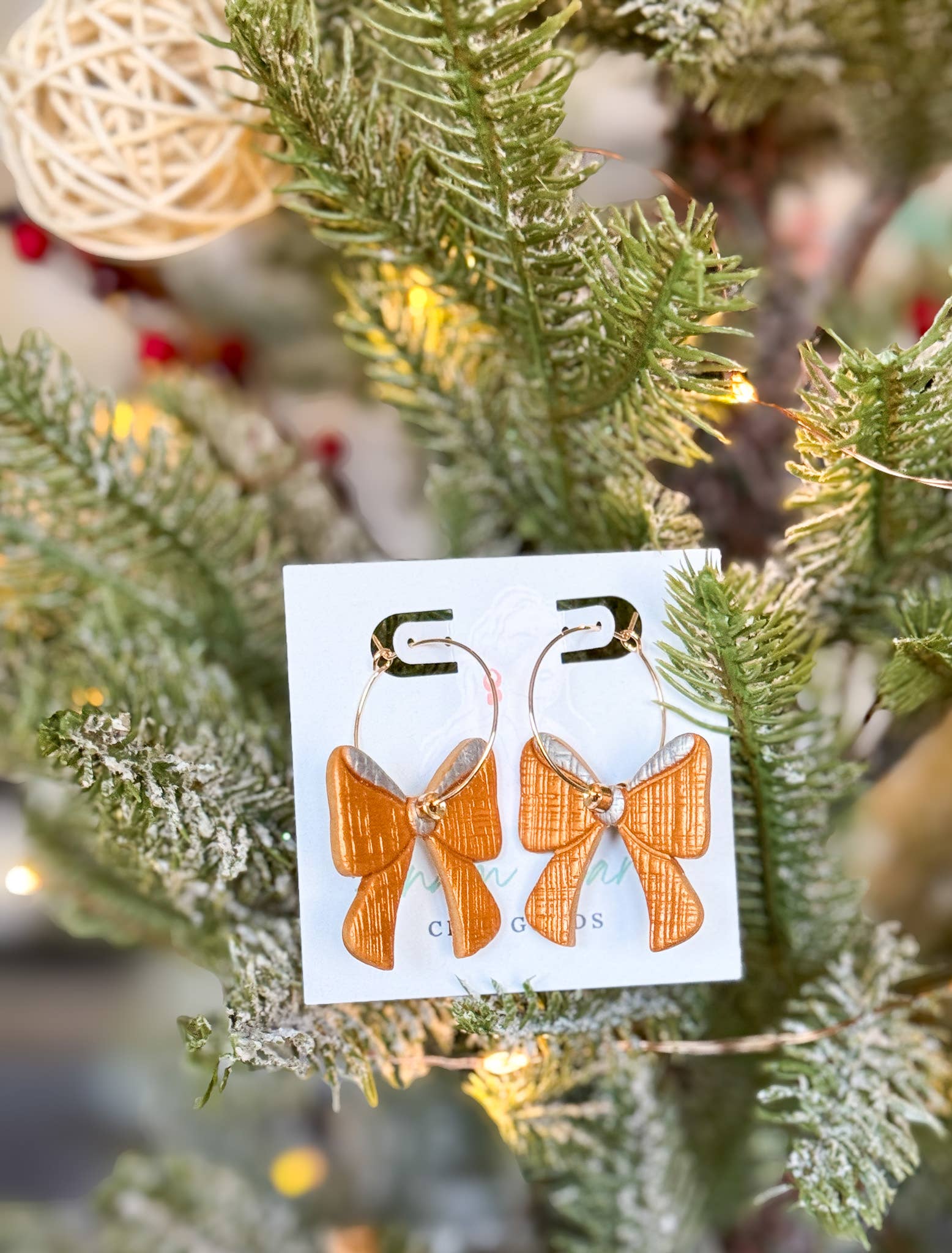 Anam Cara Clay Goods - Wholesale Dangle Earrings - Sparkle Bow Hoops-Polymer Clay Earrings6