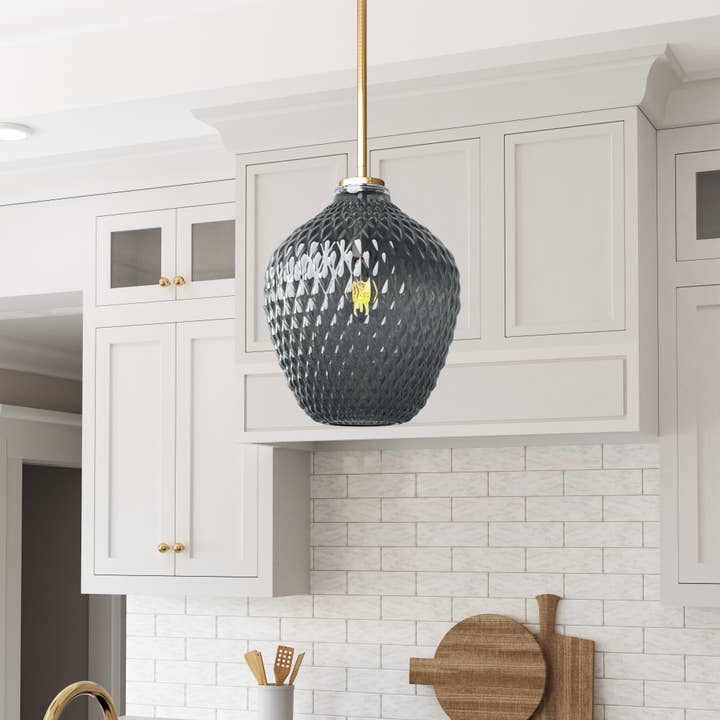 Sale - Lavine 1-light Smoke Handblown Glass Pendant Light for wholesale by Brio Lighting