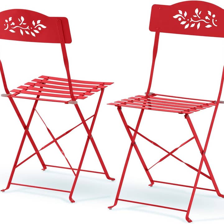 Indoor Outdoor 3 Piece Folding Bistro Set Red Table Chairs for wholesale on Faire6
