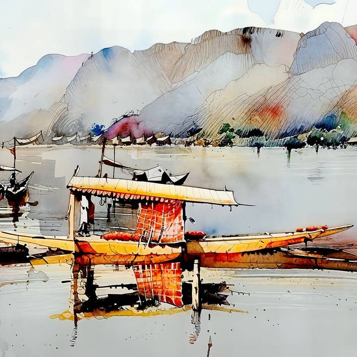 Watercolor Boat Fine Art Print, Nautical Home Decor, Coastal Wall Art, Marine Artwork, Gift for Art Lovers for wholesale by Mediaunlimited, LLC.