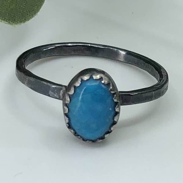 Anillo apilable turquesa chino - Plata oxidada para venta al por mayor de Silverbrook Studios