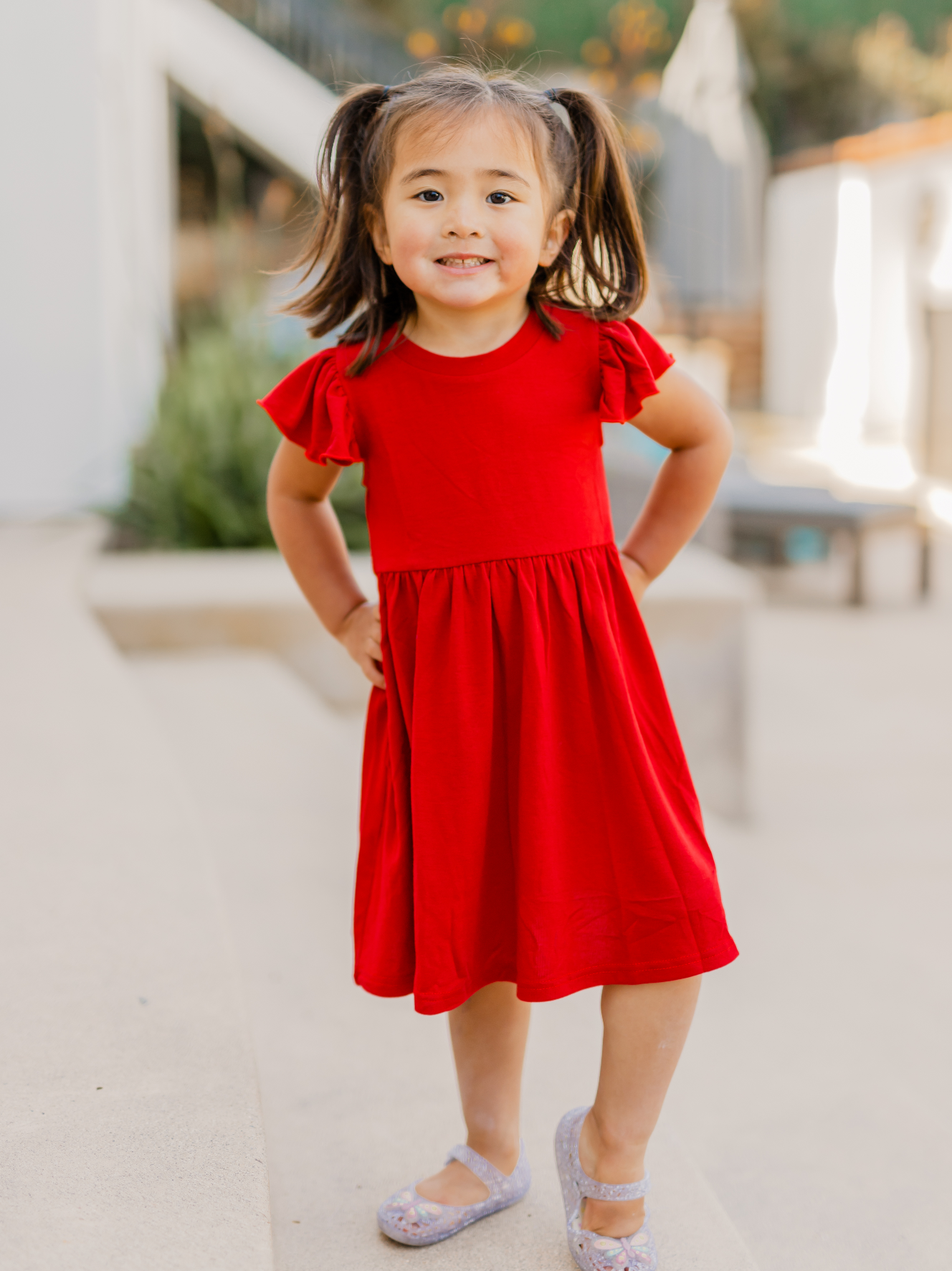 Tickled Teal - Wholesale Dress - Kids - Ruffle Sleeve Little Girls Dress2