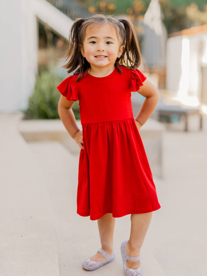 Tickled Teal - Wholesale Dress - Kids - Ruffle Sleeve Little Girls Dress2