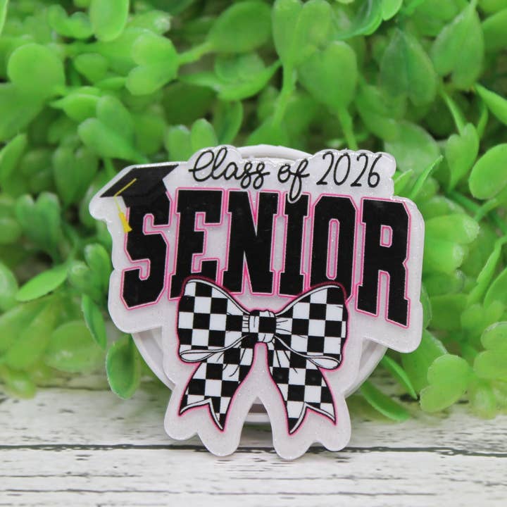 Senior Class of 2026 Checkered Bow Phone Grip / Stand for wholesale by Hylidae Boutique
