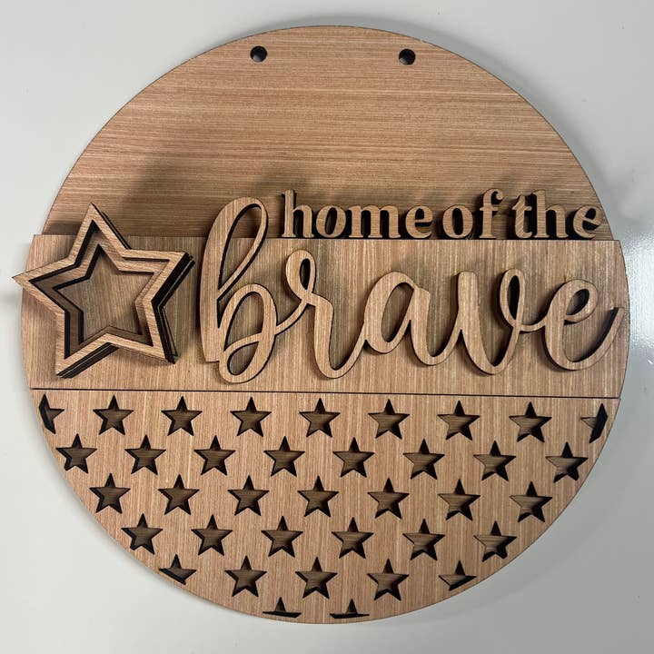 Patriotic- Home of the Brave Door Hanger DIY | Wood Sign for wholesale by Kate's Blanks