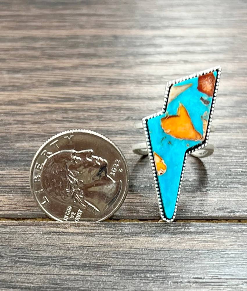 ISAC Trading Inc - Wholesale Cocktail/Statement Ring - 750468, Bolt Gemstone, Brass Adjustable Ring2