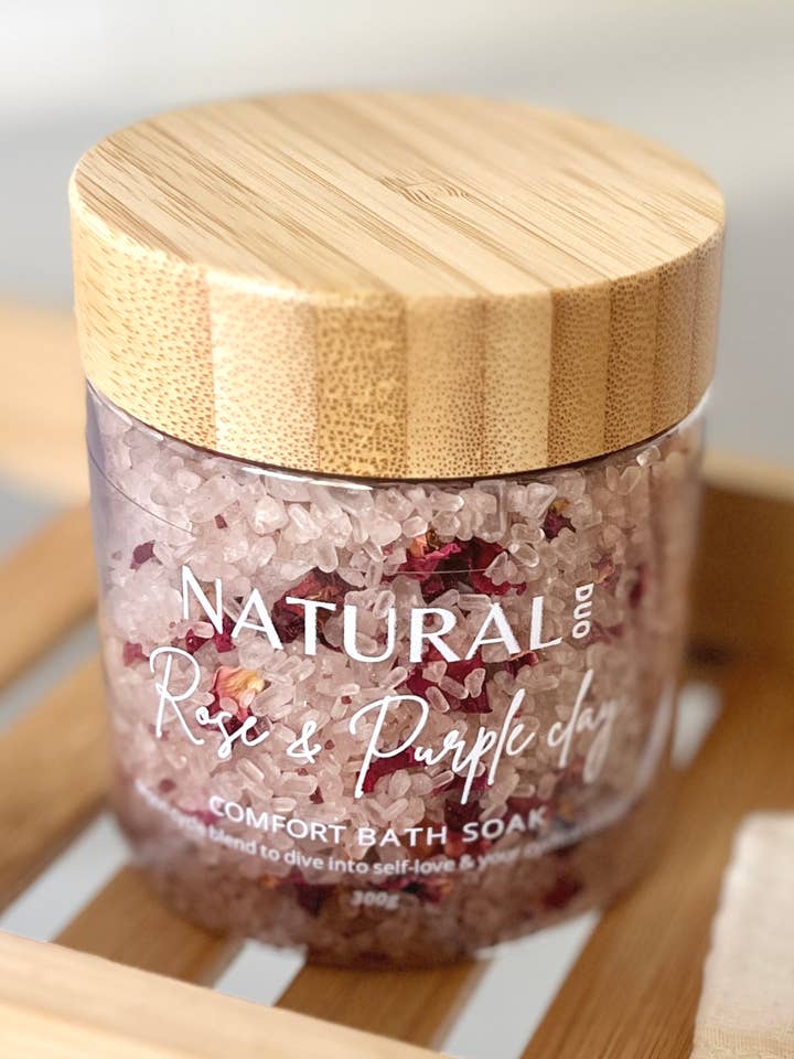 COMFORT Self-love Bath Soak - Rose & Purple Clay for wholesale by Naturalogy