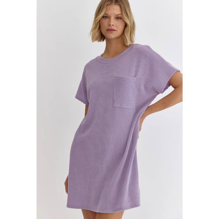 STYLE USA - Wholesale Dress - Women's - Ribbed round neck short sleeve mini dress