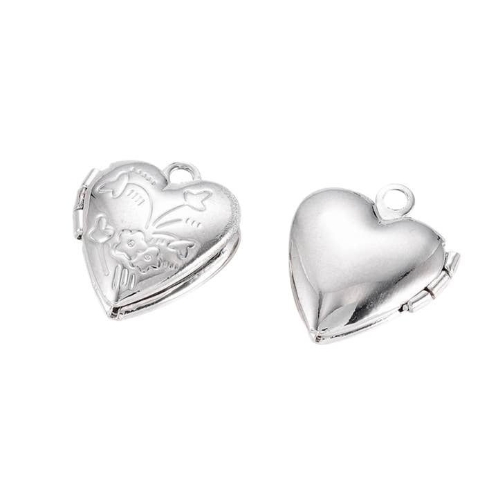 The Charm Bar Company - Wholesale Individual Charm/Pendant - * Silver Vintage Heart Locket Charm