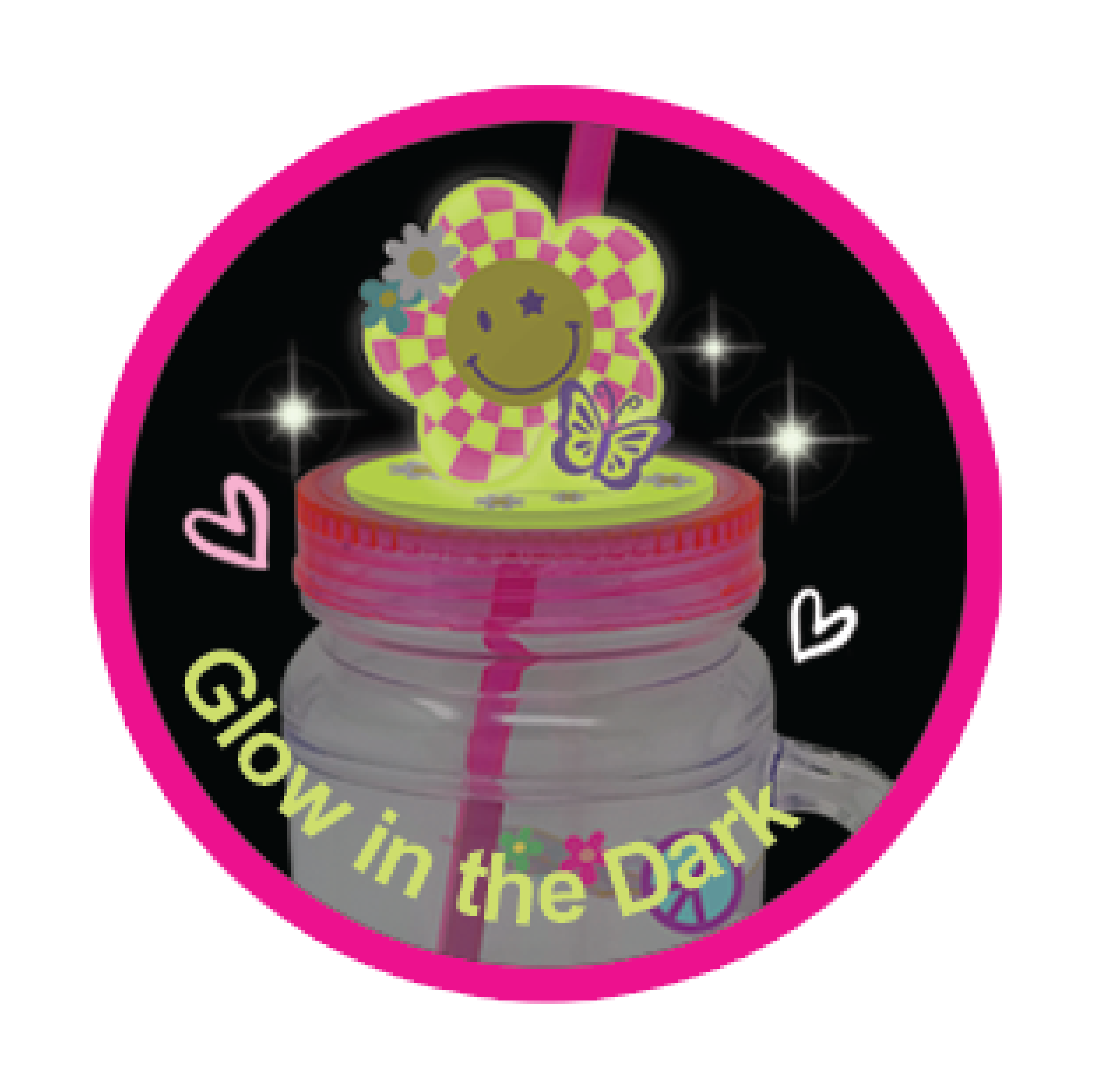 Hot Focus, Inc. - Wholesale Water Bottle - Mason Jar, Groovy Flower1