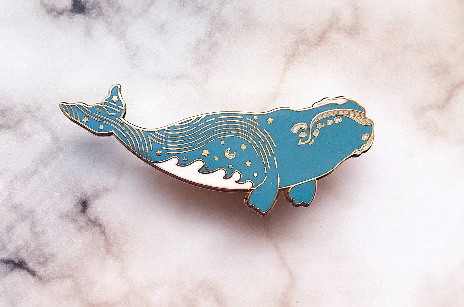 Alum and Ink - Wholesale Lapel Pin/Button - Star Trails Right Whale (Pathways Through the Stars) Pin4