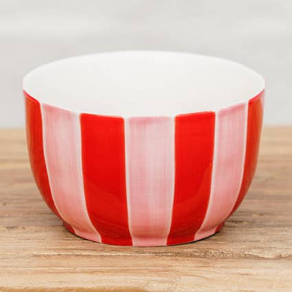 Small Bowl - Pink and Red Stripe for wholesale by Noss and Co