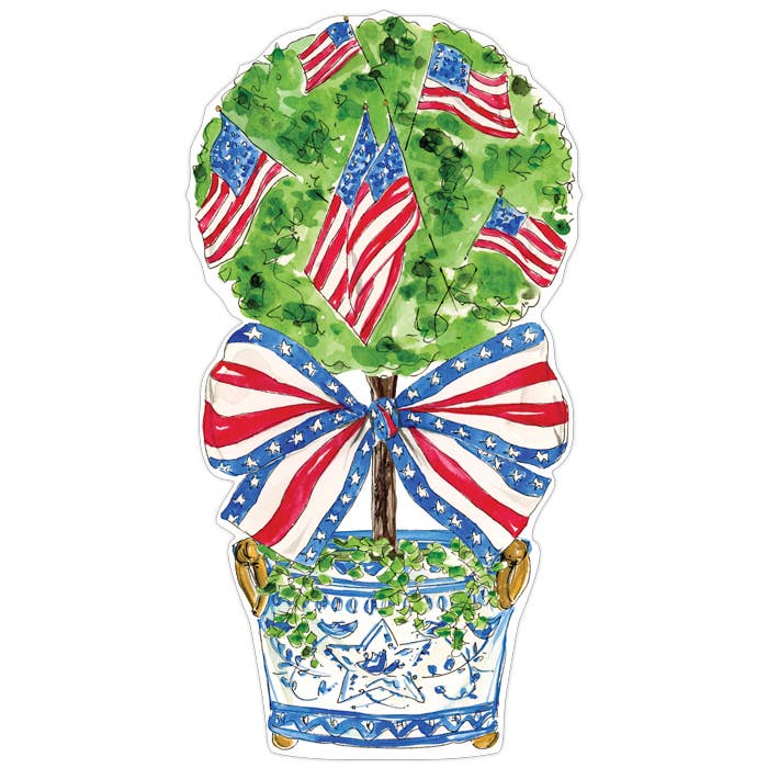 Handpainted Patriotic Topiary Posh Die-Cut Placemat for wholesale by RosanneBeck Collections
