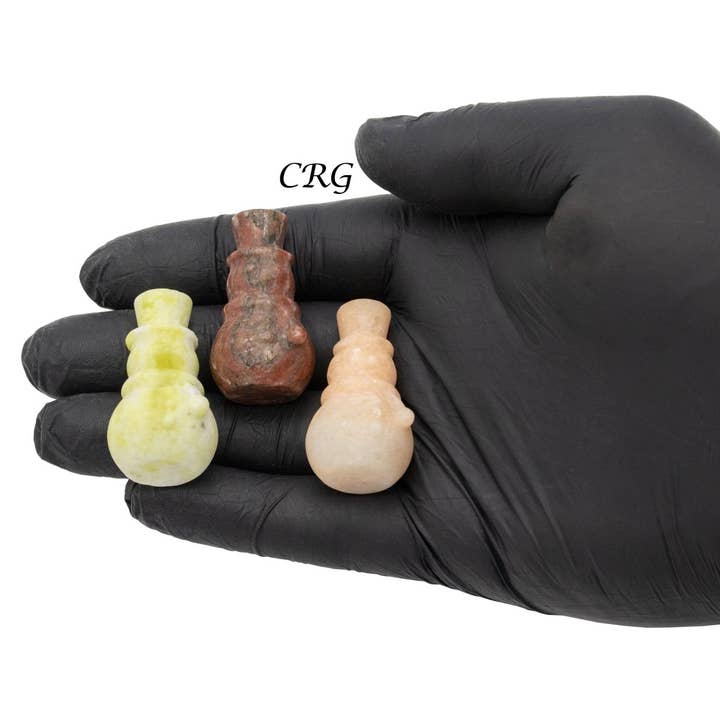 Crystal River Gems LLC - Vendita all'ingrosso Pietra/cristallo spirituale - Set di 4 pezzi da intaglio con pietre preziose miste a forma di pupazzo di neve2